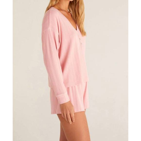 NEW Z SUPPLY dusk silky pointelle long sleeve top in blush - Picture 2 of 4